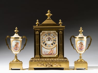 French Three-Piece Clock Garniture