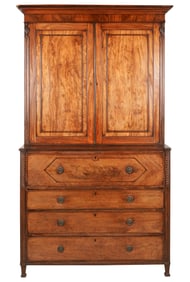 Victorian Carved Mahogany Fall-Front Bureau Bookcase