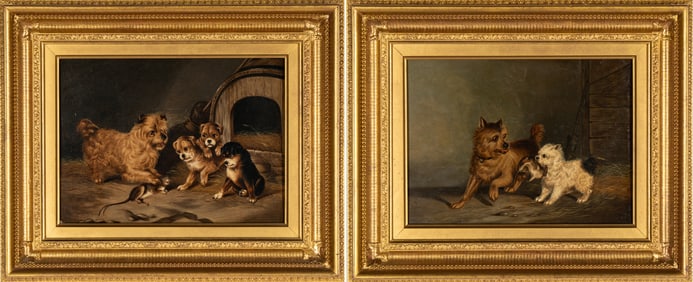 After Edwin Loder of Bath: Two Dog Studies (The Lesson and A Star Pupil)