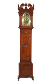 American Carved Mahogany Tall Case Clock