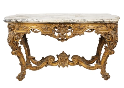 Rococo-Style Carved Giltwood Salon Table