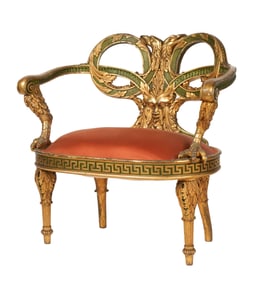 Continental Green-Painted and Gilt Salon Chair