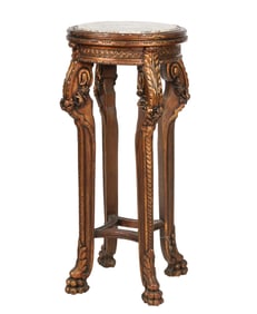 Carved Giltwood Marble-Top Stand
