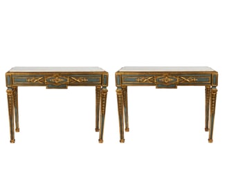Pair of Painted and Gilt Console Tables