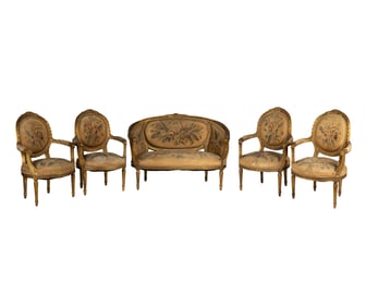 Louis XVI-Style Five-Piece Salon Suite