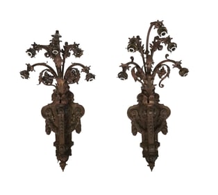Pair of Continental Gilt Metal Sconces