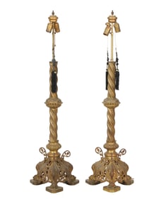 Pair of Empire-Style Brass Candlesticks