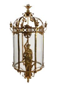 Pair of Gilt Metal Ceiling Lanterns