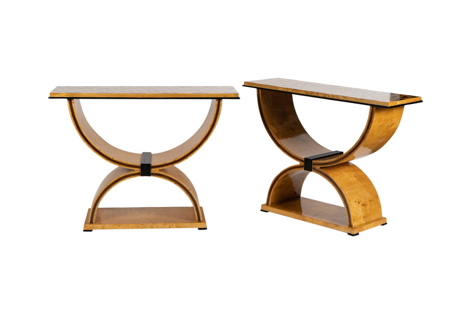 Pair of Art Deco-Style Console Tables: late 20th/21st century 35 7/8 x 47 1/2 x 16 in. (91.1 x 120.7 x 40.6 cm.)