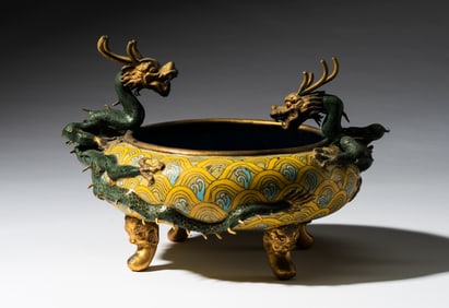 Chinese Cloisonne Dragon Planter