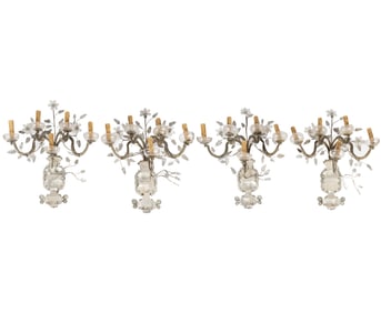 Set of Four Maison Bagues-Style Rock Crystal Sconces