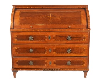 Louis XVI Marquetry Bureau a Cylindre