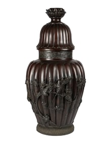 Monumental Japanese Bronze Jar and Cover