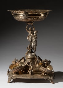 Turkish Sterling Silver Baroque-Style Figural Epergne