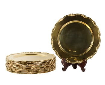 Set of 18 Gilt Sterling Silver Service Plates