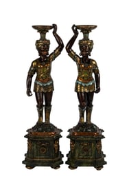 Pair of Venetian Painted Wood Blackamoors
