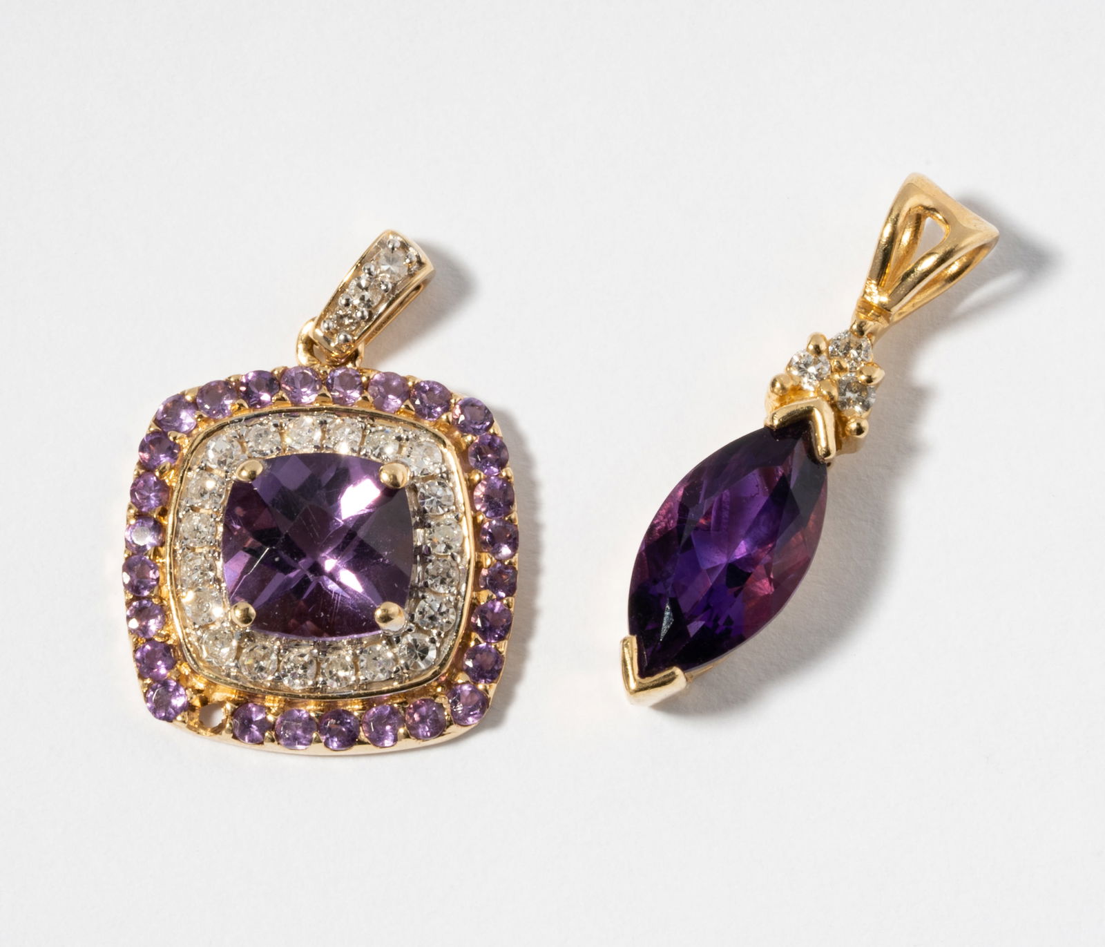 Two Gold Diamond And Amethyst Pendants (1 of 7)
