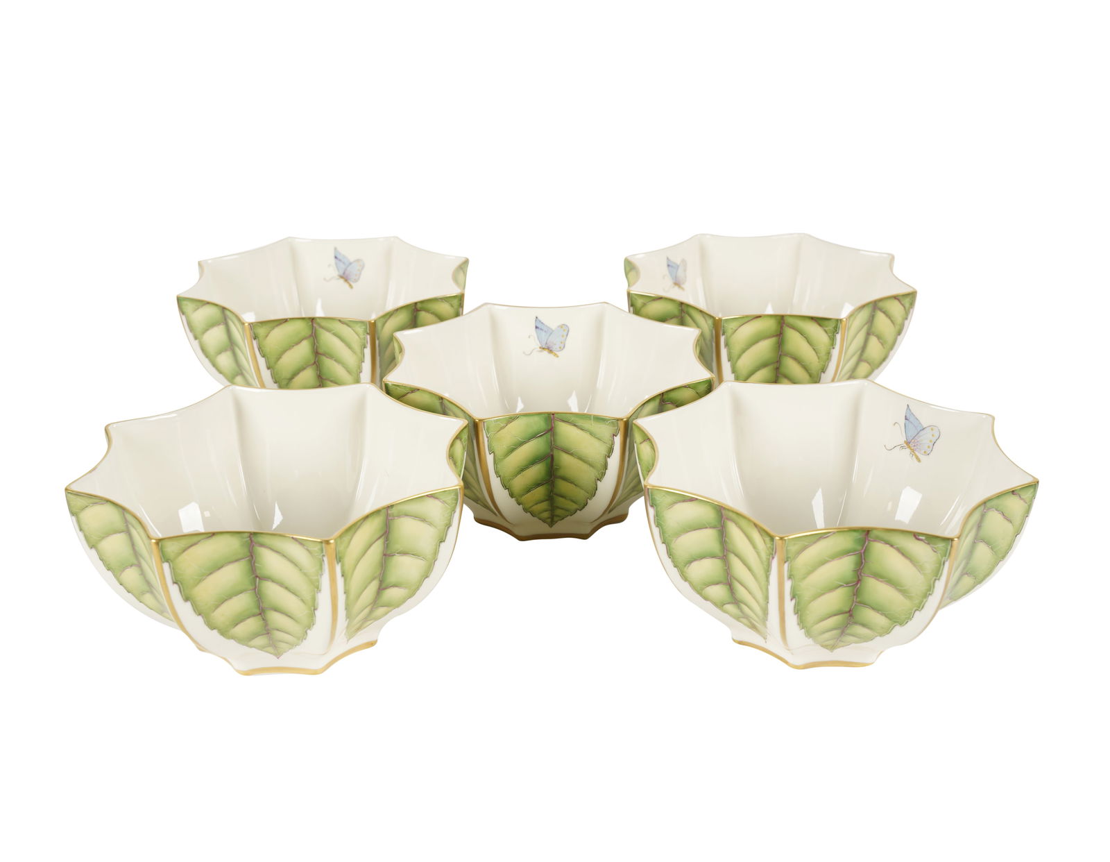 Five Anna Weatherly Porcelain Leaf Cachepots (1 of 9)