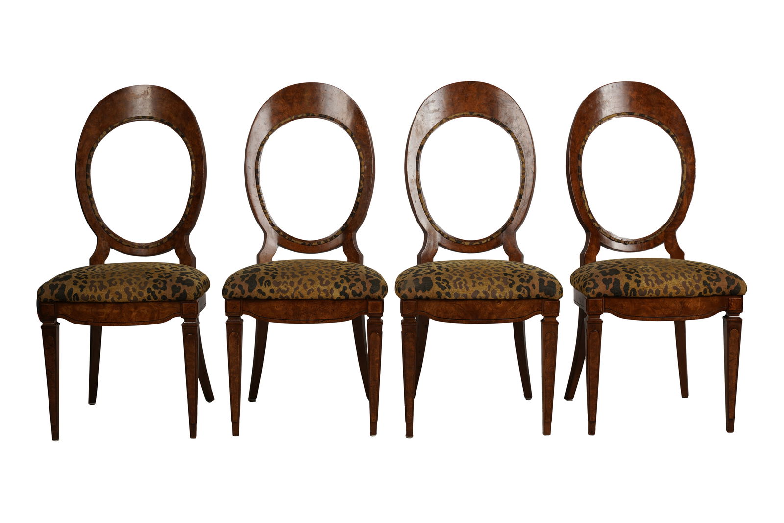 Four Biedermeier-Style Burl Wood Dining Side Chairs (1 of 10)
