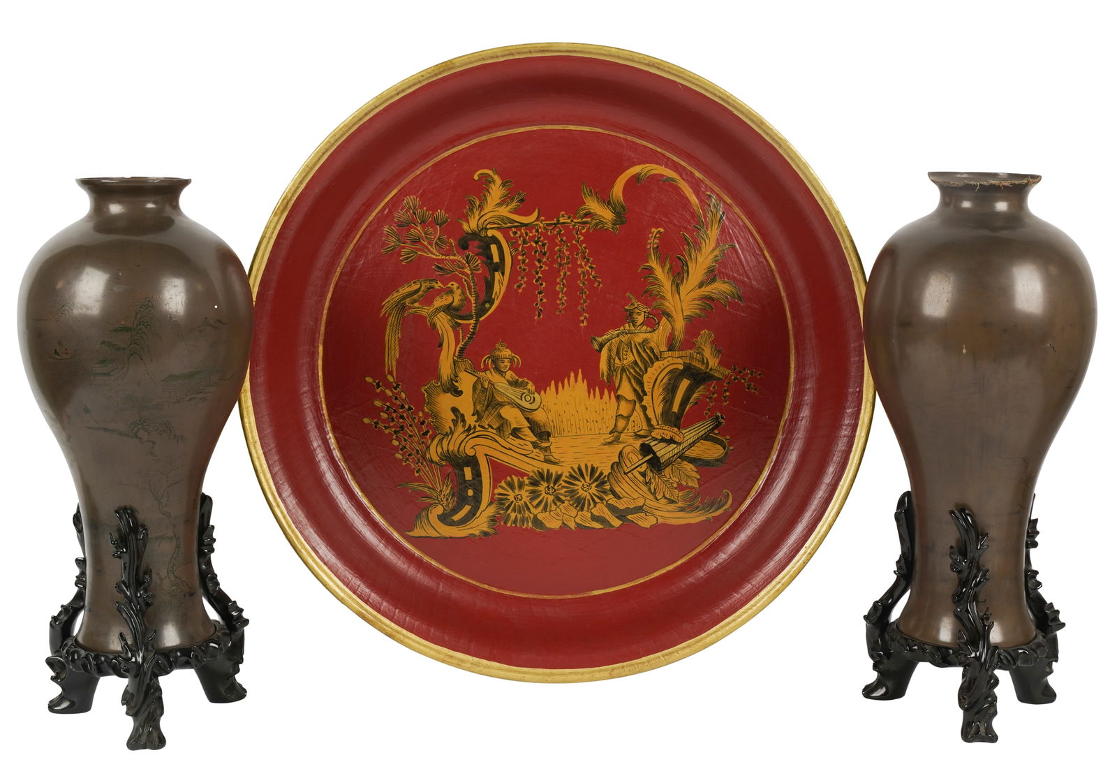 Group of Three Asian Lacquered Vessels (1 of 10)