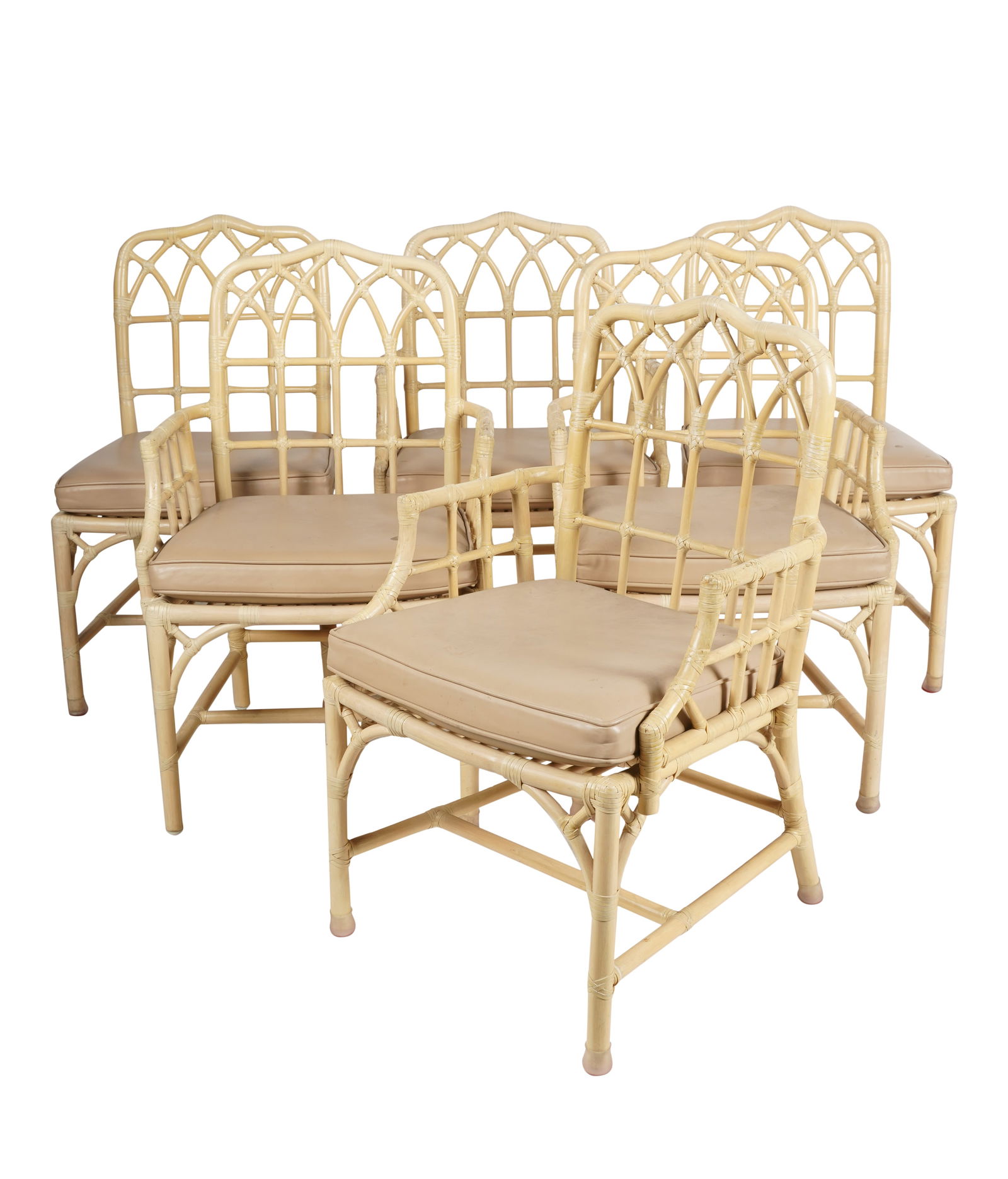 Set of Six McGuire Rattan Dining Chairs (1 of 9)