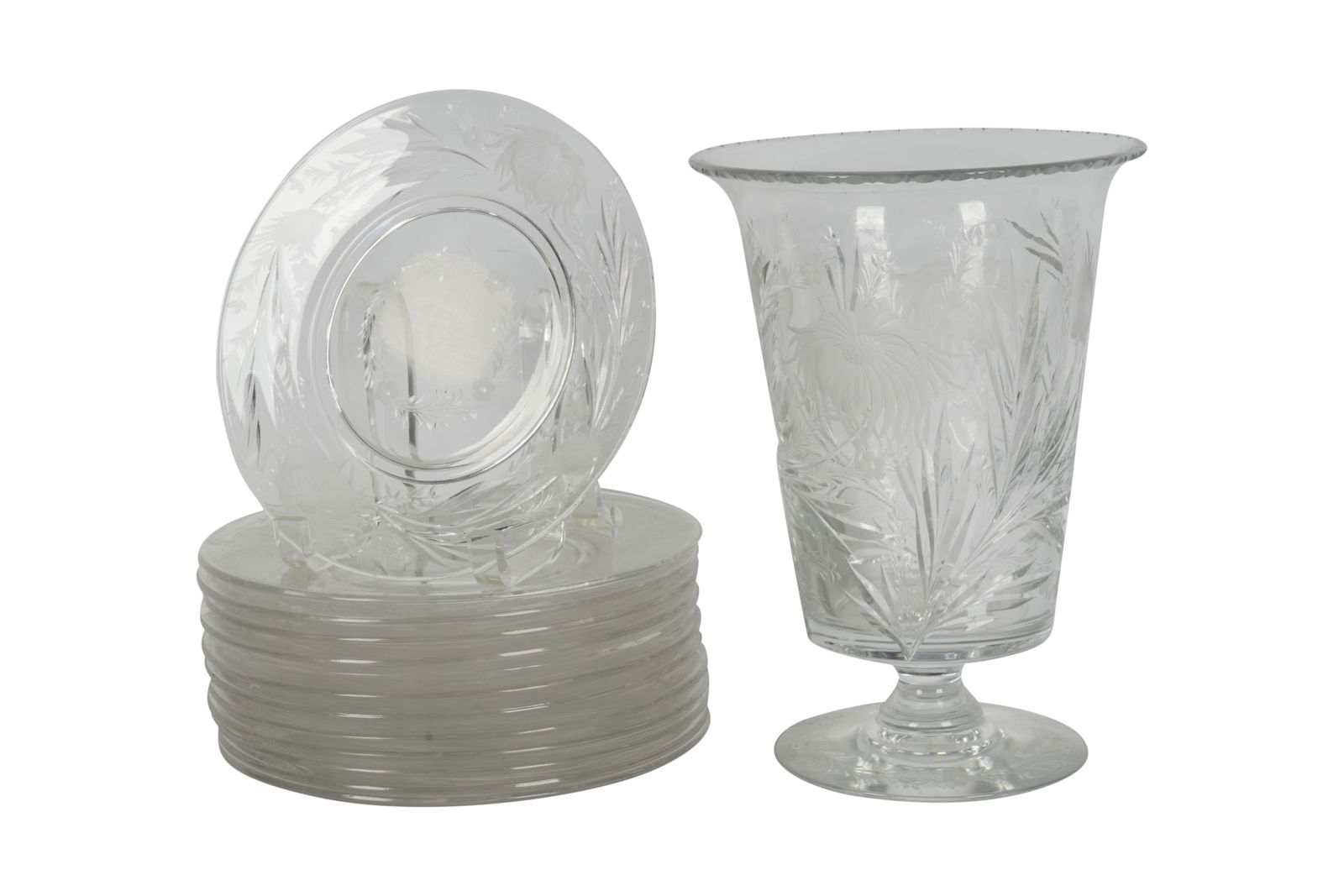 Hawkes Cut Glass Vase and 13 Plates (1 of 8)