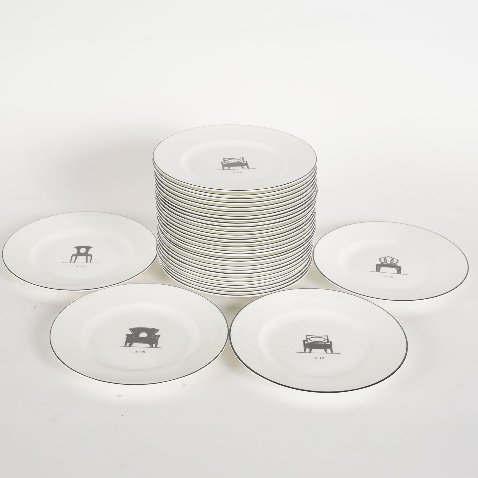 Set of 32 Barbara Barry for Wedgwood Porcelain Dessert Plates (1 of 6)