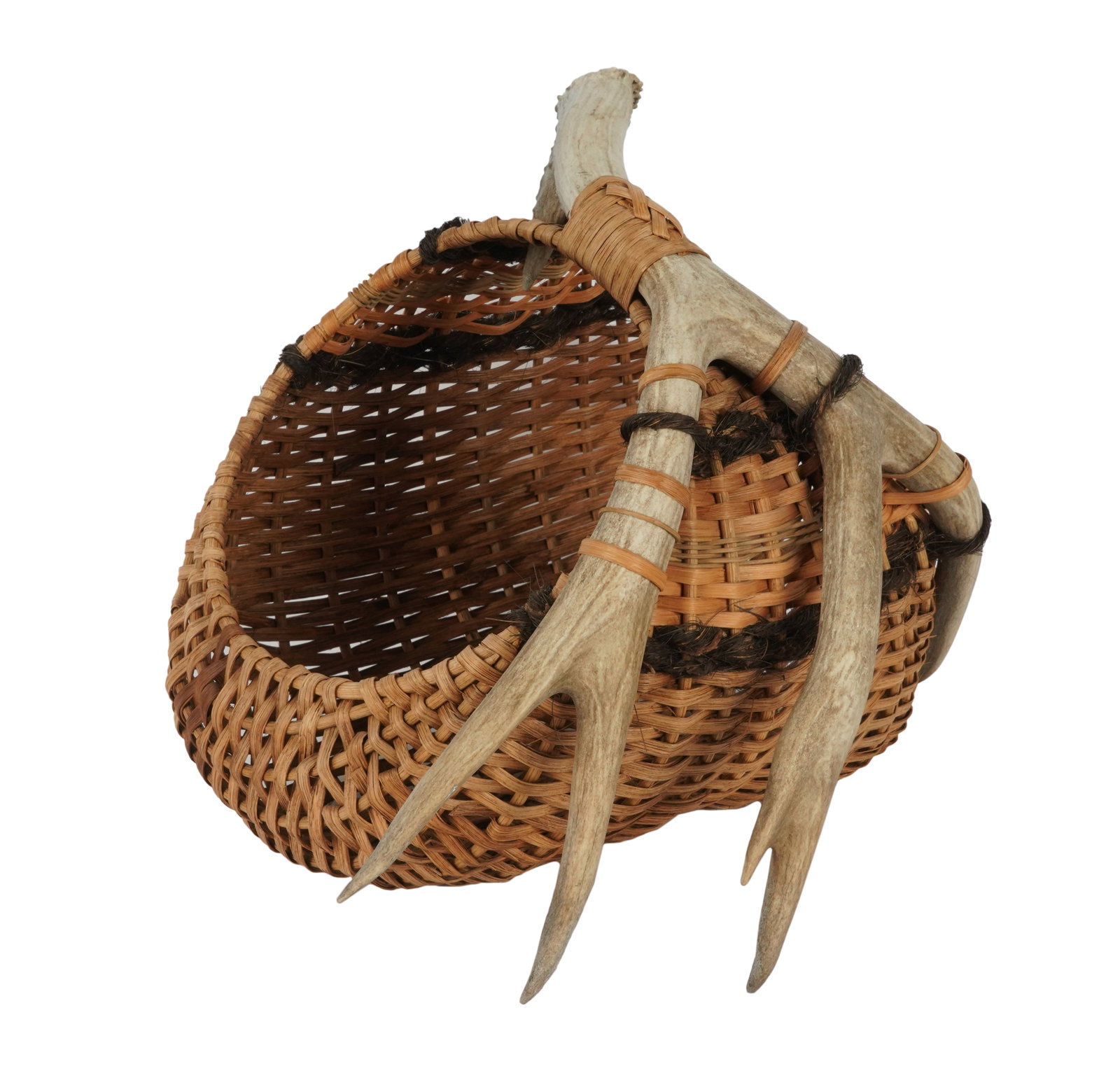 Antler-Mounted Straw Basket: unsigned 13 x 17 x 16 in. (33 x 43.2 x 40.6 cm.) Provenance: Property from a Southern California Estate