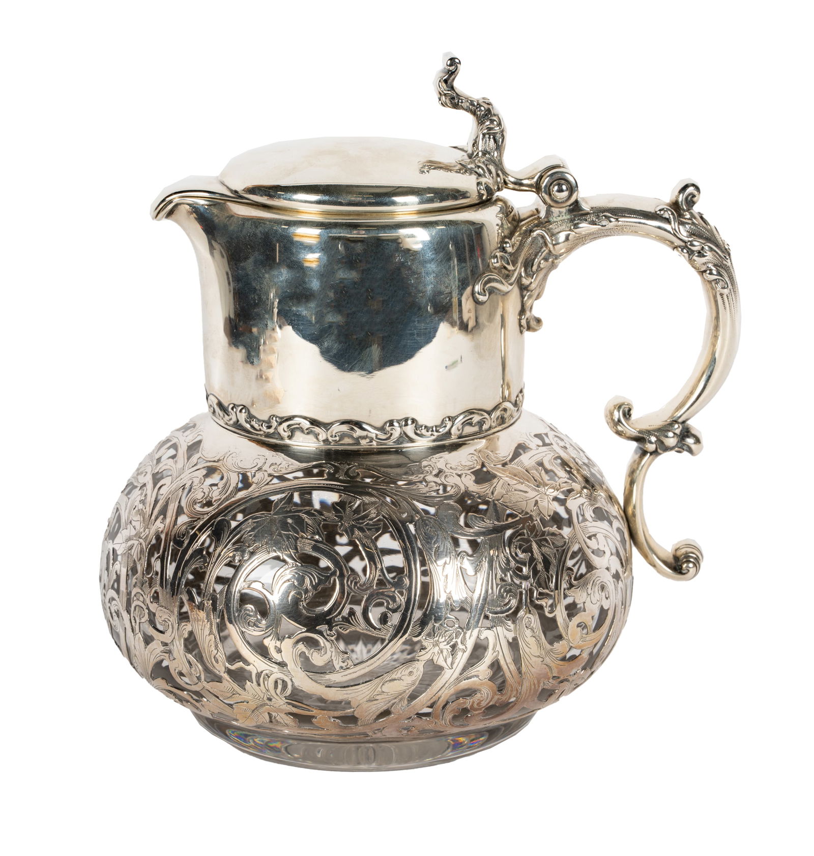 American Clear Glass and Sterling Overlay Serving Pitcher (1 of 11)