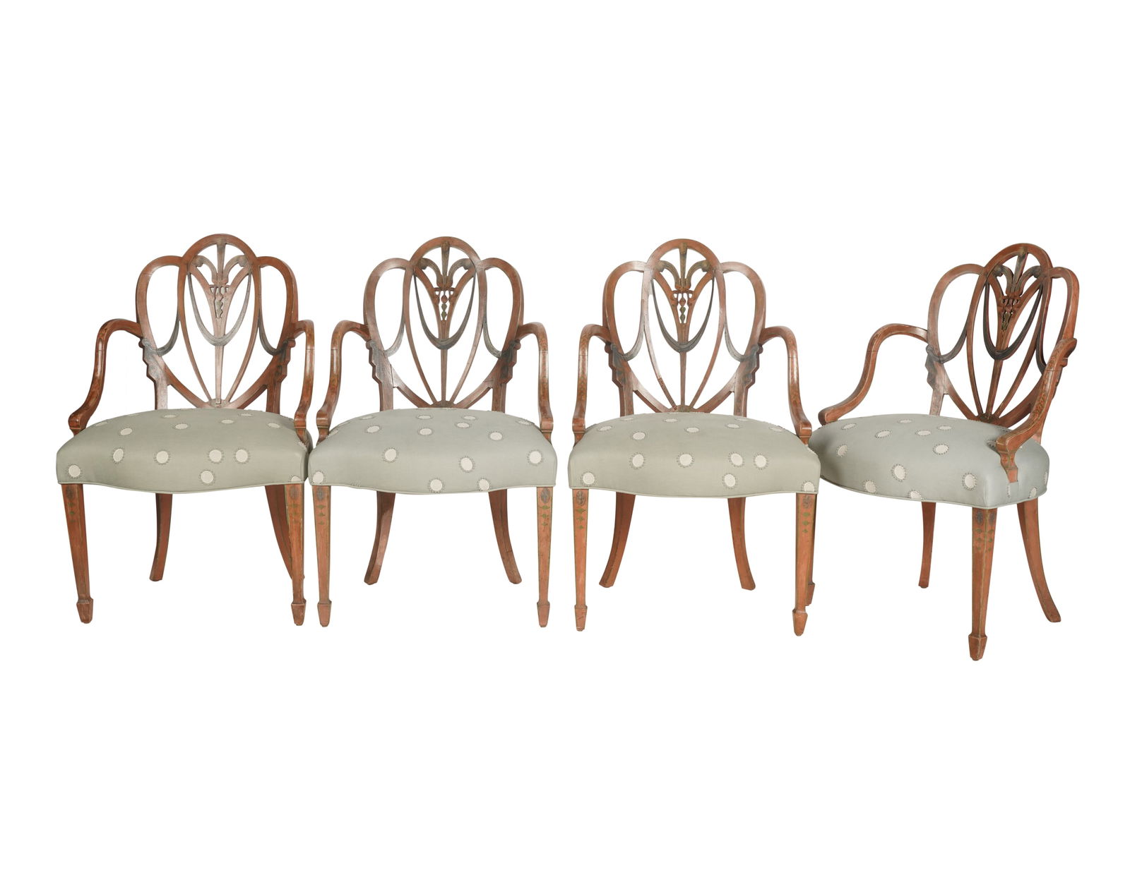 Set of Four Edwardian Hepplewhite-Style Painted Armchairs (1 of 10)