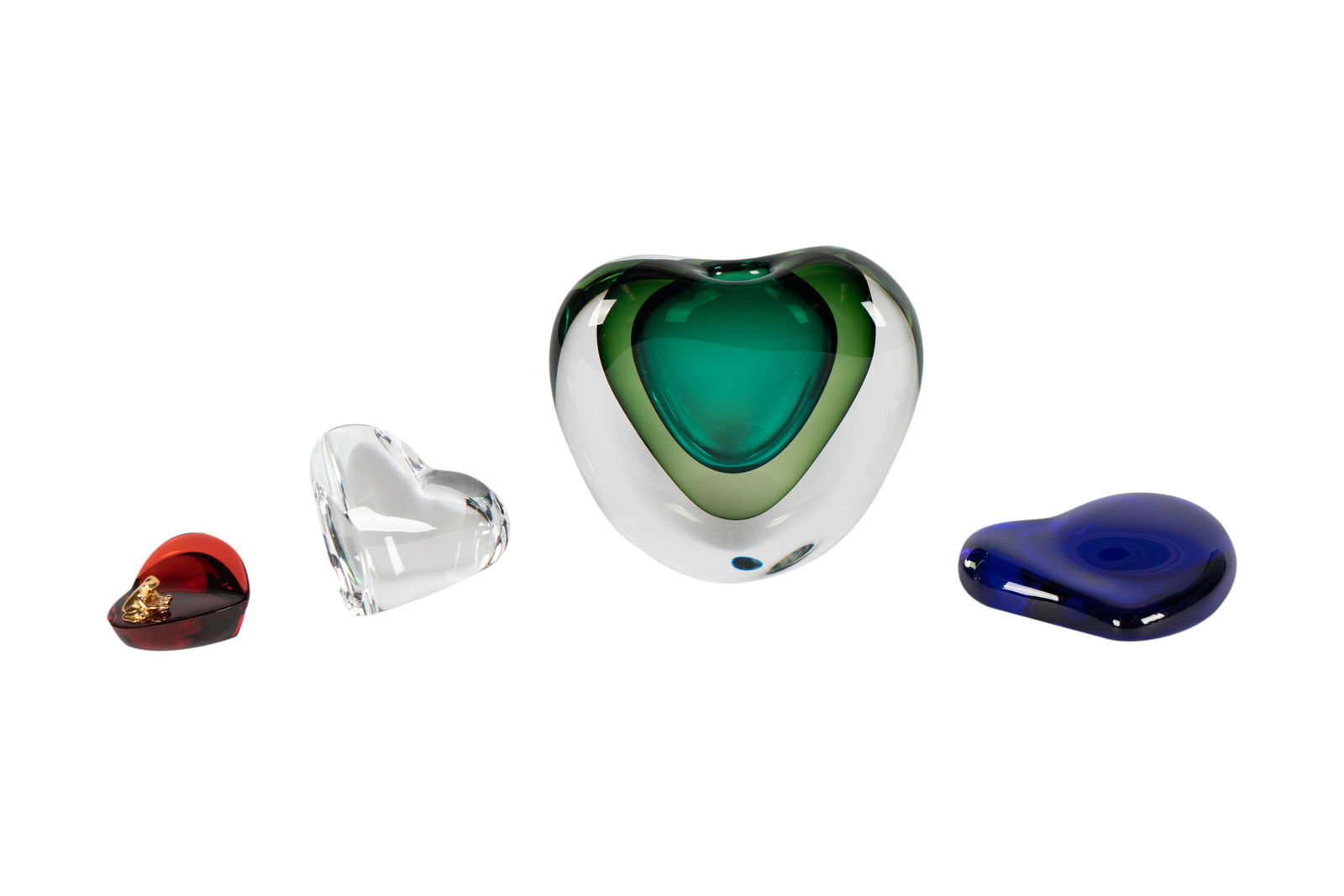 Group of Glass Heart-Shaped Paperweights and Vase (1 of 16)