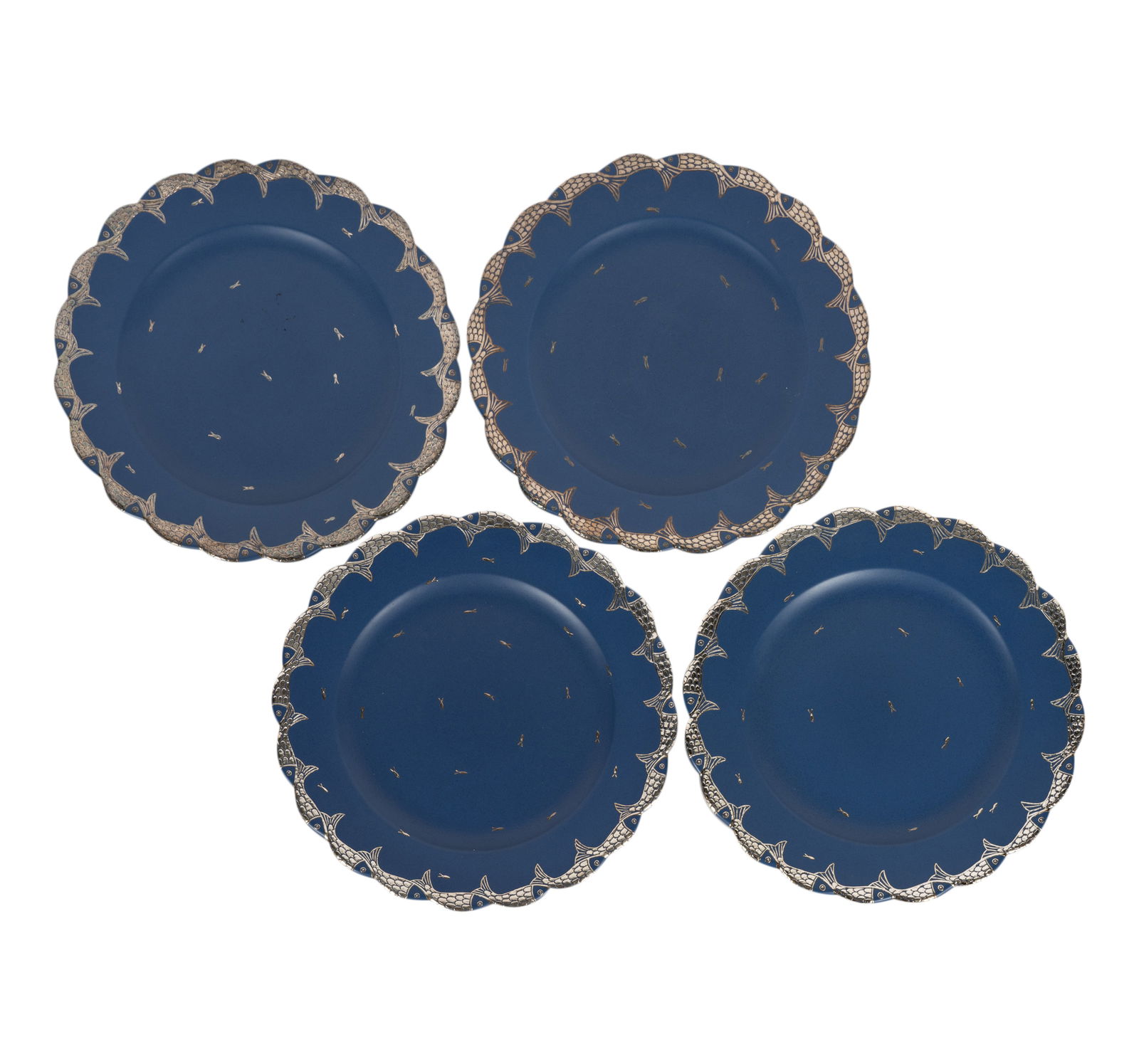 Set of Four Emilia Castillo Silver Overlay Ceramic Chargers (1 of 14)