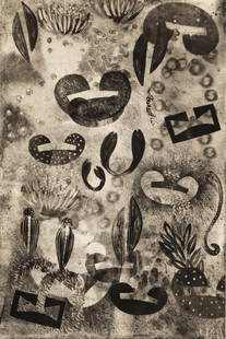 Tony Abeyta (B. 1965): Untitled: Tony Abeyta B. 1965 Untitled lithograph and mixed media on paper signed in pencil lower right Image: 24 x 16 in. (61 x 40.6 cm.), Frame: 32 x 24 1/2 in. (81.3 x 62.2 cm.) Provenance: Property from the