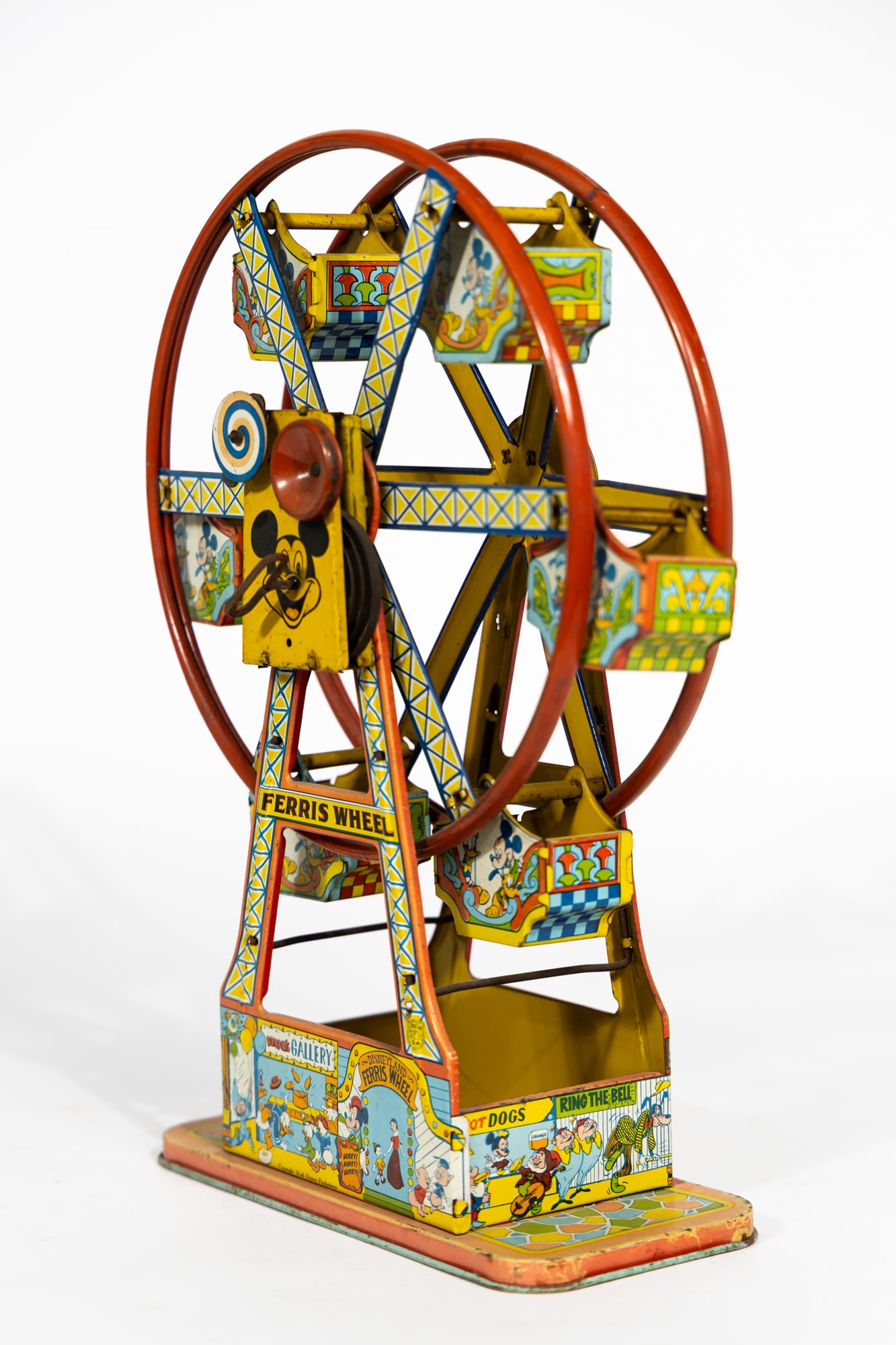 Disneyland Tin Ferris Wheel: maker: J Chein 16 1/2 x 10 1/2 x 5 in. (41.9 x 26.7 x 12.7 cm.) Provenance: The Estate of David Iwerks, Esteemed Portrait Photographer and Son to the Legendary Disney Animator Ub Iwerks, Los Angeles