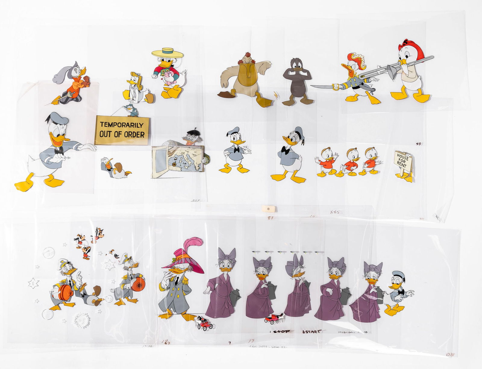 Portfolio of Donald Duck Animation Cell Fragments (1 of 20)