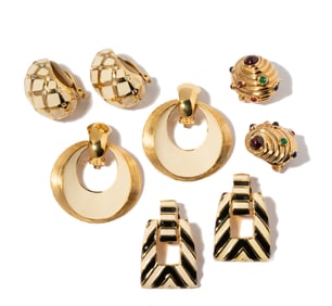 Group Of Four Designer Costume Clip Earrings