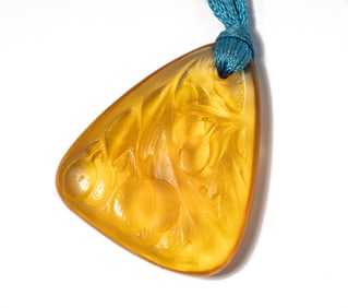 Lalique Glass Carved Pendant Necklace