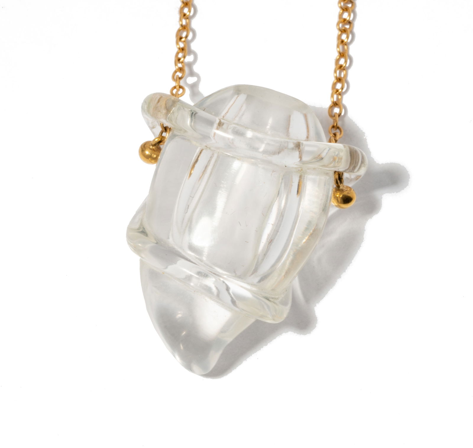 Tiffany & Co. Elsa Peretti 18 Karat Yellow Gold Necklace, with Rock Crystal Quartz Vessel Pendant (1 of 7)