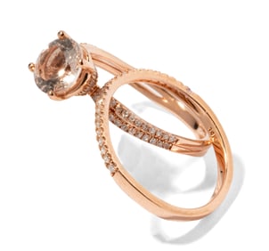 14 Karat Rose Gold Morganite & Diamond Ring