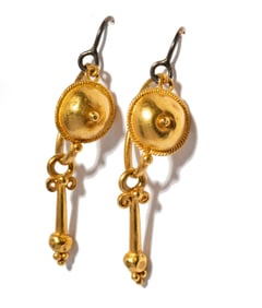 High Karat Yellow Gold Etruscan-style Earrings