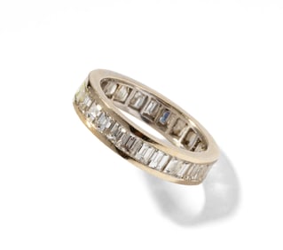 14 Karat White Gold and Diamond Band Ring