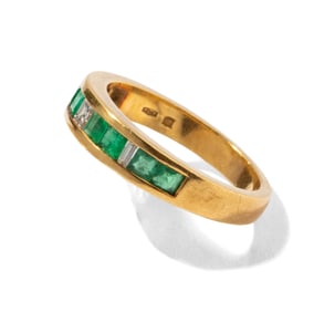 18 Karat Emerald And Diamond Ring