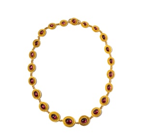 High Karat Gold And Rhodolite Garnet Necklace