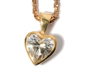 Yellow Gold Diamond Heart Necklace