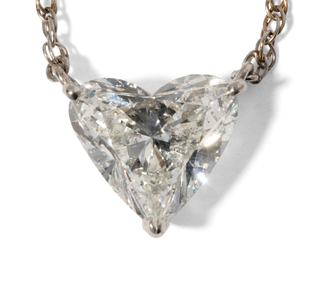 14 Karat Yellow Gold Heart Shaped Diamond Necklace (1 of 9)