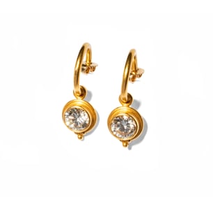 Reinstein Ross Pair of High Karat Yellow Gold and Diamond Earrings