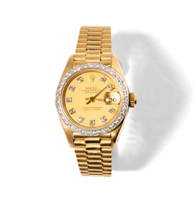 Rolex 18 Karat Yellow Gold & Diamond Oyster Perpetual Datejust Watch