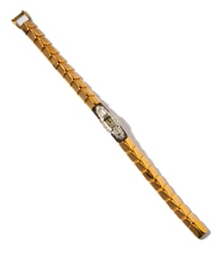 Platinum, 18 Karat Yellow Gold, and Diamond Watch