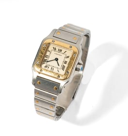 Cartier Santos Stainless Steel and 18 Karat Yellow Gold Ladies Watch