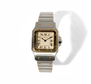 Cartier Santos Stainless Steel and 18 Karat Yellow Gold Ladies Watch